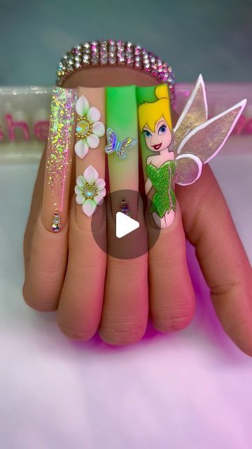 Tinkerbell Nails Designs, Tinkerbell Nails, She Was A Fairy, Green Nails, Nails On Fleek, Egg Hunt, Ombre Nails, Nails Nailart, Nail Artist