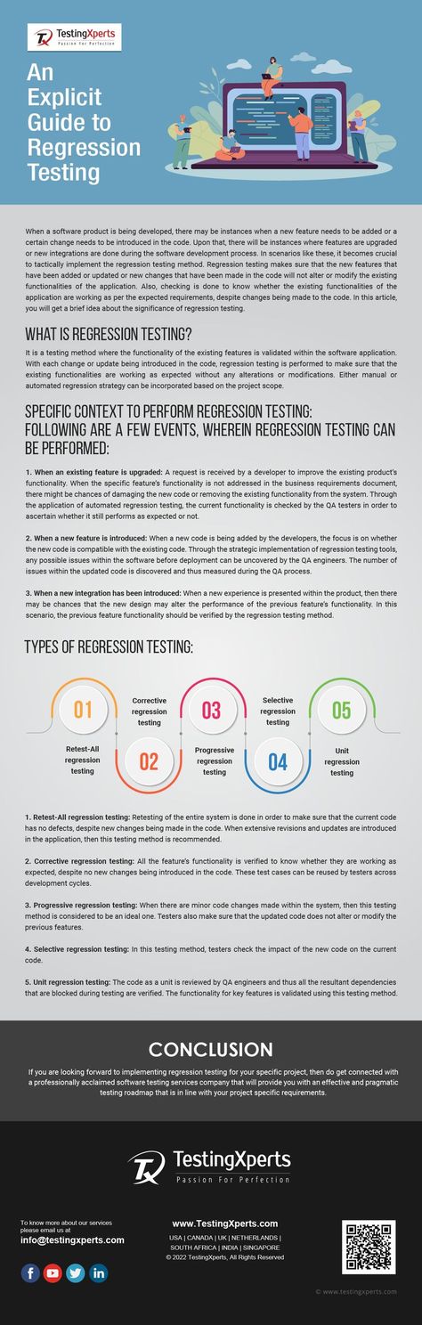 Regression testing is done to know whether the existing functionalities of the application are working as per the expected requirements, despite changes being made to the code. Software Testing Interview Questions, Regression Testing, Manual Testing, Software Projects, Software Testing, Business Requirements, Interview Questions, Project Management, Software Development