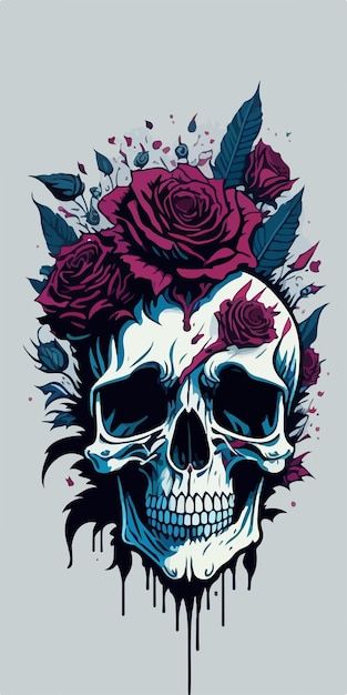 Colorful Skull Art, Colored Tattoo Design, Skull And Roses, Japan Tattoo Design, Gothic Wallpaper, Colorful Skulls, Skull Illustration, Skull Painting, Flower Iphone Wallpaper