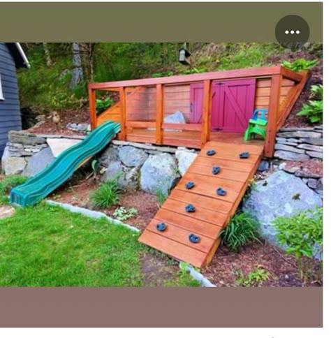 Kid Friendly Backyard, Playground Landscaping, Backyard Playset, Play Area Backyard, Play Garden, Sloped Backyard, Outdoor Play Areas, Diy Playground, Outdoor Play Area