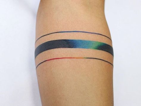 #hand #lines #tattoo #color #rainbow # #goodsigntattoo #lilyatattoo Colored Armband Tattoo, Tato Lingkaran, Armband Tattoo Meaning, Model Tattoos, Armband Tattoos For Men, Band Tattoos, Rainbow Tattoos, Armband Tattoos, Armband Tattoo Design