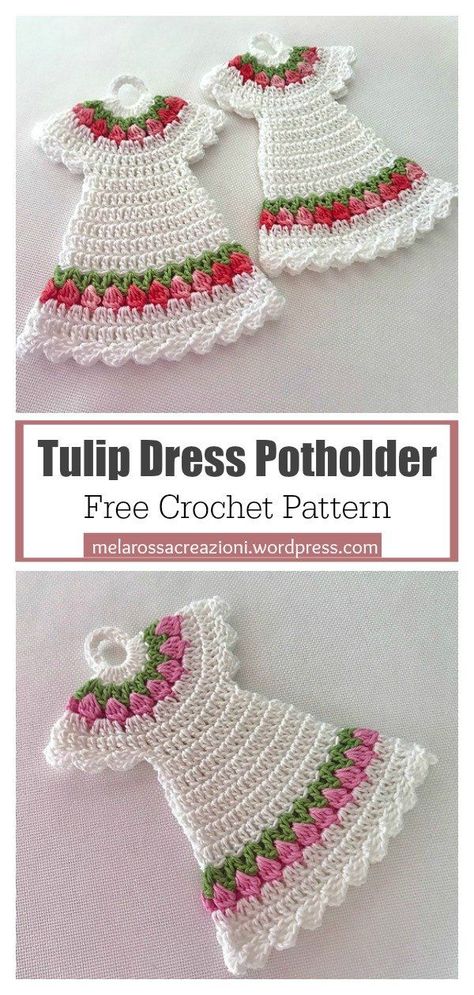 Tulip Stitch Dress Potholder Free Crochet Pattern #freecrochetpattern #crochetpattern #potholderfreepattern Crochet Trivet Free Pattern, Teddy Bear Clothes Patterns, Potholder Patterns Free, Potholders Crochet, Tulip Stitch, Easy Crochet Bookmarks, Free Patterns Crochet, Blood Disorders, Small Crochet Gifts