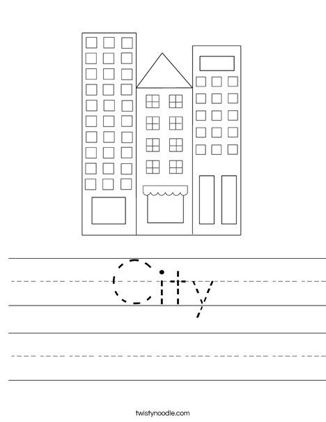 City Worksheet - Cursive - Twisty Noodle Cursive Tracing, Tracing Font, Transportation Worksheet, Handwriting Sheets, Twisty Noodle, Preschool Christmas Crafts, Holiday Lettering, Math Printables, Printable Books