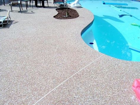 Exposed Aggregate Concrete Pool Deck |  I like the solid effect to the water.: … Cantilever Pool, Exposed Aggregate Pool, Pool Edging, Hardscape Materials, Backyard Hardscape, Pool Decking Concrete, Pool Concrete, Pool Plans, Concrete Pool Deck