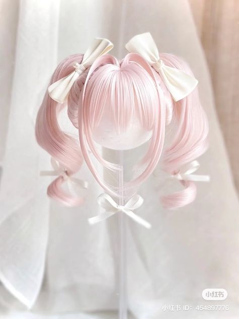 Yami Kawaii Hairstyles, Kawaii Hair Style, Cute Doll Hairstyles, Cutecore Hairstyles, Magical Girl Hair, Kawaii Hairstyles Short, Hairstyles Kawaii, Pink Pigtails, Curly Hair Anime