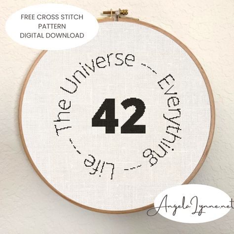 Galaxy Embroidery, Hitchhiker's Guide To The Galaxy, Hitchhikers Guide To The Galaxy, Answer To Life, Hitchhikers Guide, Guide To The Galaxy, Apron Designs, Cross Patterns, Cross Stitch Patterns Free