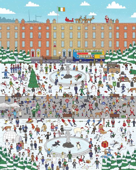 Christmas Search And Find, Search And Find Illustration, Where's Waldo Pictures, Find Waldo, Find Illustration, Where's Wally, Where's Waldo, Cat Drawing Tutorial, Wheres Wally