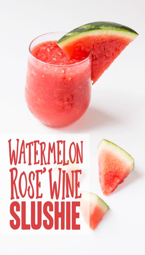 The Watermelon Rosé Wine Slushie made with only two ingredients: Barefoot Rose’ Wine and Frozen Watermelon. Alcoholic Slushies Recipes, Wine Slushie Recipe, Watermelon Rose, Wine Slush, Watermelon Wine, Wine Slushie, Slushie Recipe, Dessert Wine, Frozen Watermelon