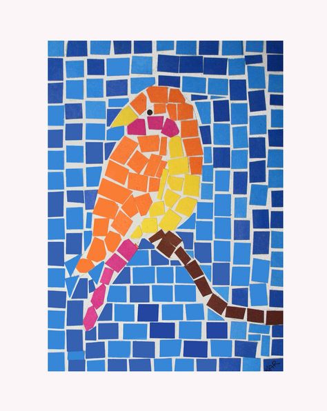 BIRD MOSAIC | by heidabjorg Mosaics For Kids, Bird Mosaic, Paper Mosaic, Mosaic Art Projects, Kids Art Class, Ecole Art, Elementary Art Projects, Homeschool Art, Art Lessons Elementary