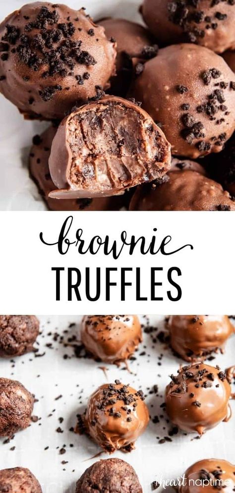 3 Ingredient Brownies, Brownie Balls, Truffles Chocolate, Brownie Truffles, Smores Dessert, Diy Dessert, Dessert Truffles, Coconut Dessert, Easy Chocolate Desserts