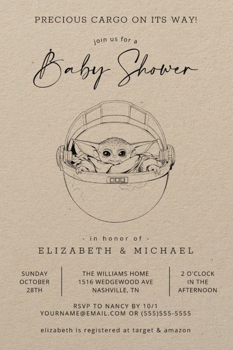 The Child | Simple Line Art Baby Shower Invitation
Invite all your family and friends to your baby shower with these cute Child Baby Shower invites from Star Wars. Personalize by adding all your shower details! Star Wars Baby Shower Invitations, Star Wars Baby Shower Ideas, Star Wars Baby Shower, Simple Line Art, May The Fourth Be With You, Child Baby, Star Wars Baby, Baby Shower Invites, Host A Party