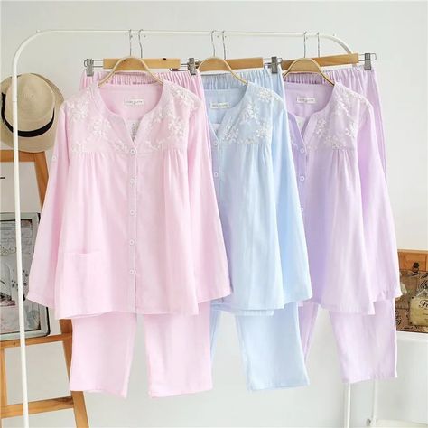 Cotton embroidered nightsuits 🌼 COMMENT FOR DIRECT LINK ♥️ Shop at www.alamodelabel.in cotton nightsuits , nightsuits india, nightwear #nightsuits #nightwear #cutenightwear #cottonnightwear #ootn Cute Nightwear, Lace Pajamas, Cotton Nightwear, Sleepwear Women Pajamas, Pajamas Sets, Summer Pajamas, Lace Set, Loose Top, Swimwear Bottoms