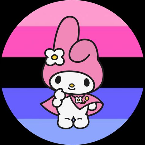 omnisexual my melody pfp Genderfluid Pfp, My Melody Pfp, Melody Pfp, Pfp Hello Kitty, My Melody, Hello Kitty, Flag, Kitty, Rainbow