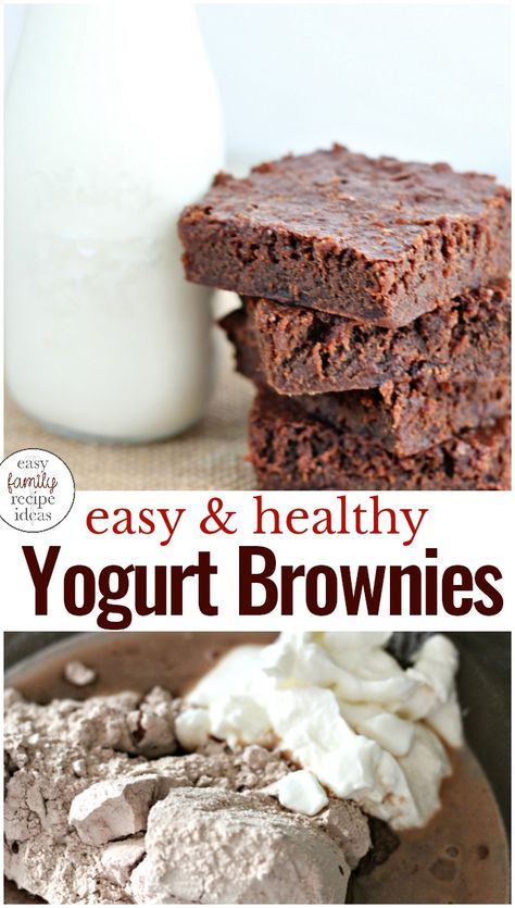 Yogurt Brownies - Easy Brownie Recipe Yogurt Brownies, Greek Yogurt Brownies, Healthy Brownie Recipe, Brownies Healthy, Healthy Brownie, Banana Split Dessert, Brownie Recipes Healthy, High Protein Desserts, Healthy Greek Yogurt