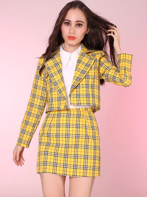 Image of Ready To Post - Cher Yellow Tartan Blazer & Skirt Set 50's Costume, Clueless Costume, Clueless Halloween Costume, Tartan Blazer, Yellow Plaid Skirt, Blazer And Skirt Set, Clueless Outfits, Plaid Suit, Blazer And Skirt