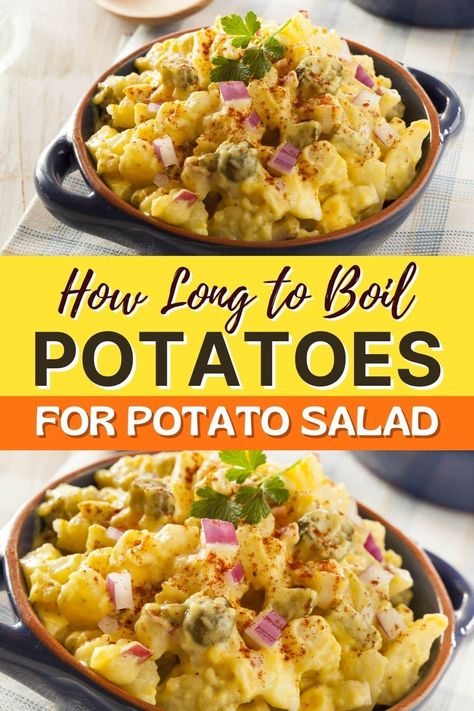 How Long to Boil Potatoes for Potato Salad How Long To Boil Potato For Potato Salad, Boiling Potatoes For Potato Salad, How Long To Boil Potatoes, Boiled Potatoes With Skin On, Recipe For Potato Salad, Best Mashed Potatoes Ever, Boiled Red Potatoes, Boiled Baby Potatoes, Making Potato Salad