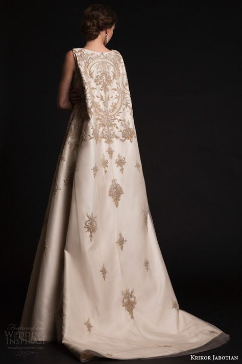 Krikor Jabotian Spring 2015 Dresses — The Last Spring Collection | Wedding Inspirasi Krikor Jabotian, Satin Evening Gown, Cape Wedding Dress, Prom Dresses 2015, Couture Wedding Gowns, Dress 2015, Fashion Friday, Couture Wedding, Gold Embroidery