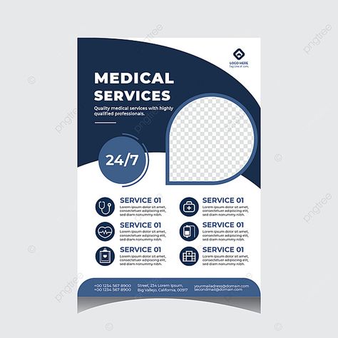 medical services flyer design vector Hospital Flyer Design, Services Flyer Design, Hospital Visit, Medical Business, Calendar Book, Fall Music, Vector Trees, Social Media Poster, Black And White Tree