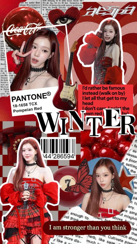 𝐊𝐢𝐦 𝐌𝐢𝐧-𝐣𝐞𝐨𝐧𝐠 / 𝐖𝐢𝐧𝐭𝐞𝐫  #kpop #aespa #aespawinter #kimminjeong #winter #redwallpaper #aesthetic #collage #kpopwallpaper #red Redwallpaper Aesthetic, Winter Kpop, Magazine Cover Ideas, Kpop Iphone Wallpaper, Pop Posters, New Jeans Style, Iphone Homescreen Wallpaper, Winter Aespa, Winter Wallpaper