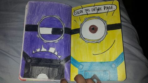 wreck this journal- color this entire page  despicable me minions Despicable Me Minions, Wreck This Journal, Bullet Journal Art, Visual Journal, Bullet Journal Inspo, Journal Page, Journal Diary, Despicable Me, Smash Book