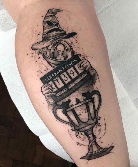 Harry Potter Tattoo Sleeve, Harry Tattoos, Hp Tattoo, Potter Tattoo, Harry Potter Tattoo, Harry Potter Tattoos, Rosen Tattoo, Harry Potter Drawings, Tattoo Style Drawings