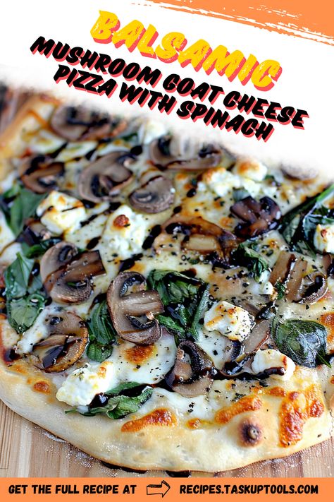 Indulge in a culinary delight with our Balsamic Mushroom Goat Cheese Pizza with Spinach. This irresistible fusion combines earthy mushrooms, tangy goat cheese, and vibrant spinach drizzled with a rich balsamic glaze. Perfect for gourmet pizza nights or impressing guests, this recipe is a flavor-packed journey that redefines pizza toppings. Discover the perfect balance of savory ingredients, and elevate your pizza experience with a dish that's as sophisticated as it is delicious. Pin now to bring a taste of gourmet Balsamic Mushroom Pizza, Goat Cheese Fig Pizza, Pizza With Balsamic Glaze, Gourmet Pizza Toppings, Pizza With Goat Cheese, Berry Pizza, Pizza With Spinach, Mushroom Goat Cheese, Balsamic Mushroom