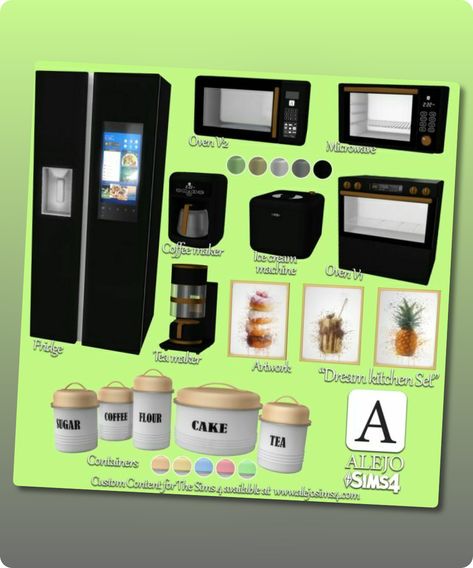 Sims 4 Furniture CC: Dream Kitchen SET Sims 4 Functional Toaster, S4cc Furniture Kitchens, Sims 4 Cc Cooker, Kitchen Counter Sims 4 Cc, Sims 4 Kitchen Decor, Sims 4 Cc Microwave, Sims 4 Refrigerator Cc, Sims4 Cc Furniture Kitchen, Sims 4 Cc Kitchen Set