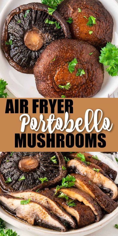 Mushroom Cap Recipes, Portobello Recipes, Air Fryer Mushrooms, Portabella Mushrooms Recipes, Portobello Mushroom Recipes, Stuffed Portabella Mushrooms, Air Fryer Oven Recipes, Airfryer Recipes, Meatless Main Dishes