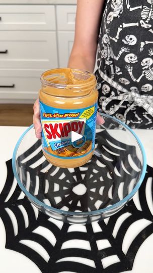 160K views · 1.3K reactions | Easy halloween treat! | Easy halloween treat!

I make peanut butter fudge for halloween. | By Justine Kameron | This easy two ingredient treat
is perfect for halloween. We're starting off with some Skippy
peanut butter. Then I'm going to grab my melted dark
chocolate fudge frosting. And once we have equal parts of
frosting and peanut butter in our bowl we are going to go
ahead and whisk these together until they are fully combined.
Now I'm going to go ahead and grab my pumpkin halloween
silicone mold and we are going to scoop a frosting
peanut butter mixture right into our mold like so. Make
sure that they are flattened out and even. Once we have our
mixture in our mold, we're going to freeze it for one hour
and then we get the most delicious peanut butter
cho Easy Halloween Fudge, Justine Kameron, Skippy Peanut Butter, Homemade Fudge Recipes, Deco Halloween, Facebook Recipes, Dark Chocolate Fudge, Chocolate Fudge Frosting, Chocolate Peanut Butter Fudge