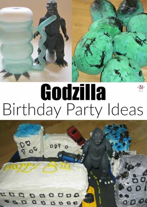 Godzilla Birthday Party Ideas, Godzilla Party, Godzilla Birthday Party, Godzilla Birthday, King Kong Vs Godzilla, Positive Mood, Birthday Party Games, 3rd Birthday Parties, Birthday Cake Kids