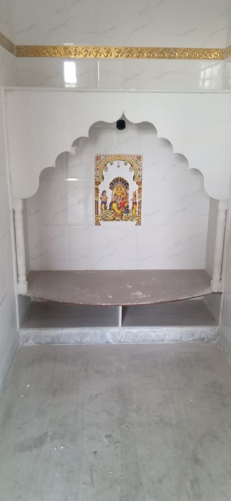 Granite Temple Design For Home, Puja Room Tiles Design, Dev Ghar, Pooja Stand, Indian Living Room Design, Room Tiles Design, Flush Door Design, Flush Door, Alpona Design