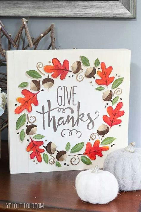 Give Thanks Paintings On Canvas, Fall Painted Canvas Ideas, Thanksgiving Acrylic Painting Ideas, Thanksgiving Painting Ideas Easy, Thanks Giving Painting Ideas, Thanksgiving Paintings On Canvas, Thankful Painting, Thanksgiving Art Painting, Thanksgiving Paintings On Canvas Easy