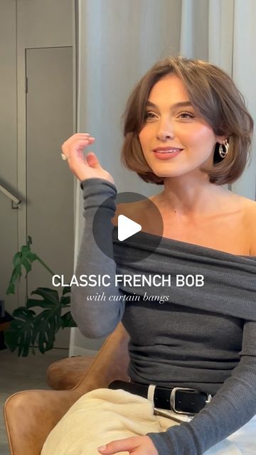 Marion Cotillard Bob Hair, Classic French Bob With Bangs, 1970s Bob Haircut, Classic French Bob Haircut, Messy Bob With Curtain Bangs, French Bob Oblong Face, French Bob Wispy Bangs, Short Bob Haircut For Thick Hair, French Bob Brown Hair