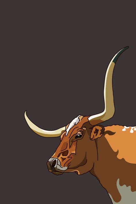 Drawing of a longhorn Southern Wallpaper, Bulls Wallpaper, Long Horns, Cute Iphone Wallpaper Tumblr, Cow Wallpaper, Longhorns Football, Cow Print Wallpaper, Longhorn Cattle, Western Wallpaper Iphone