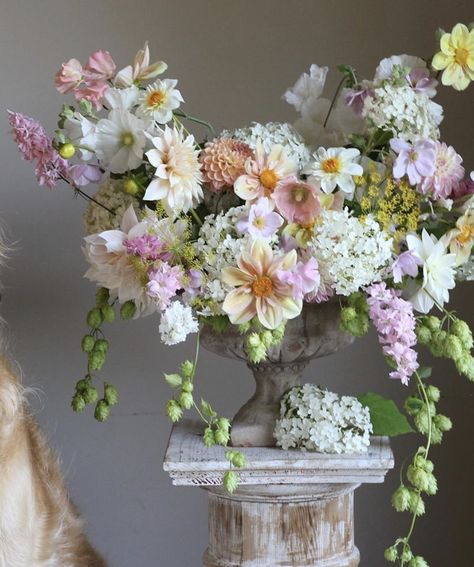 Cottagecore Flower Arrangement, Floral Arrangement Aesthetic, Headshots With Flowers, French Country Flowers, Dusty Pink Flower Arrangements, Ethereal Floral Arrangements, Rococo Flower Arrangement, English Garden Floral Arrangements, French Flower Arrangements