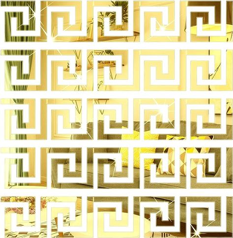 Amazon.com: Lubise 64Pcs Gold DIY Mirror Stickers Removable Adhensive Wall Stickers Decals for Home Art Room Bedroom Background Decoration (Geometric Greek Key Pattern)… : Tools & Home Improvement Art Room Bedroom, Home Art Room, Bedroom Background, Mirror Stickers, Background Decoration, Diy Mirror, Greek Key, Art Room, Mirror Wall