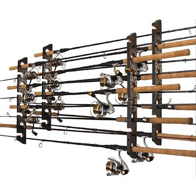 Laminate Design, Garage Racking, Fishing Rod Storage, Fishing Rod Rack, Garage Storage Racks, Rod Rack, Fishing Rods And Reels, Storage Wall, Wall Ceiling