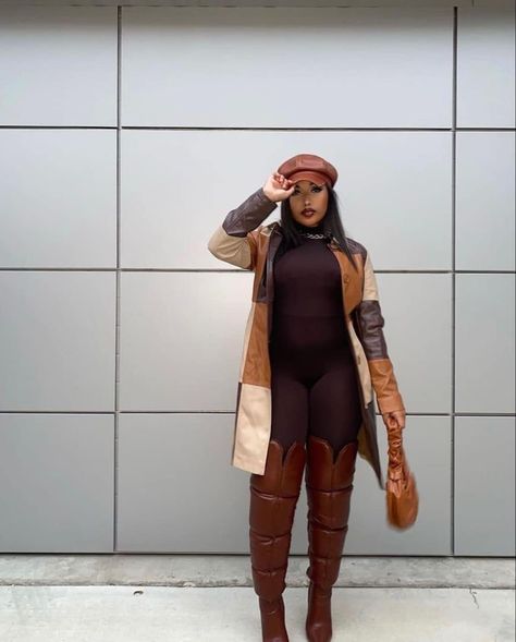 Jayda Fall Outfits, Baddie Brunch Outfit Winter, Brown Fall Outfits Black Women, Fall Color Outfits Black Women, Brown Brunch Outfit Black Woman, Shades Of Brown Outfit Black Women, All Brown Outfit Black Women, Easy Brunch Outfits, Brunch Outfit Black Woman Fall