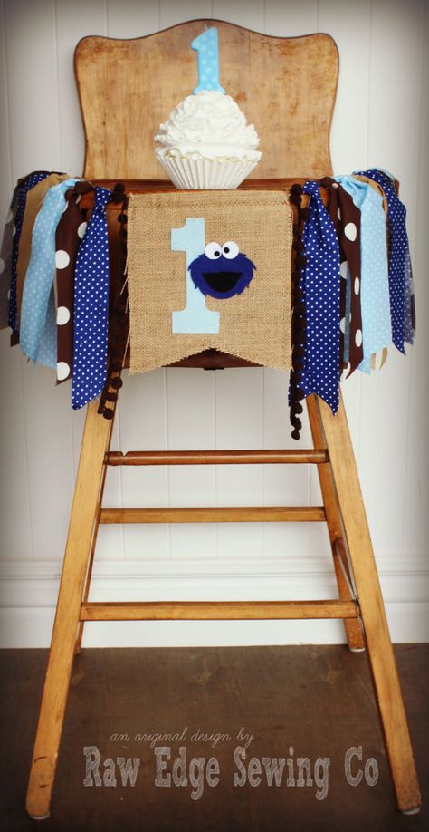 Cookie Monster 1st Birthday, Cookies Monster, Cookie Monster Birthday Party, Super Cookies, Monster 1st Birthdays, Birthday High Chair, Cookie Monster Party, Birthday Props, Cookie Monster Birthday