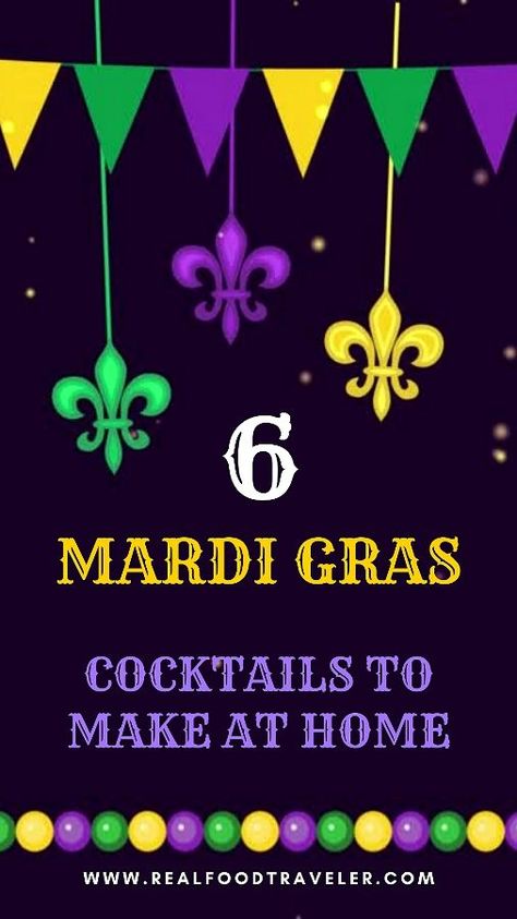 Wherever you may be celebrating, these Mardi Gras cocktails are festive. #MardiGras #NewOrleans #CocktailRecipes #MardiGrasCocktails #Sazarac #French75 #RamosGinFiz Mardi Gras Drinks Non Alcoholic, Mardi Gras Punch Alcoholic, Mardi Gras Drinks Cocktails, Mardi Gras Tailgate, Mardi Gras Cocktails, Wild Turkey Bourbon, Cocktails To Make At Home, Ramos Gin Fizz, Mardi Gras Wine Glasses