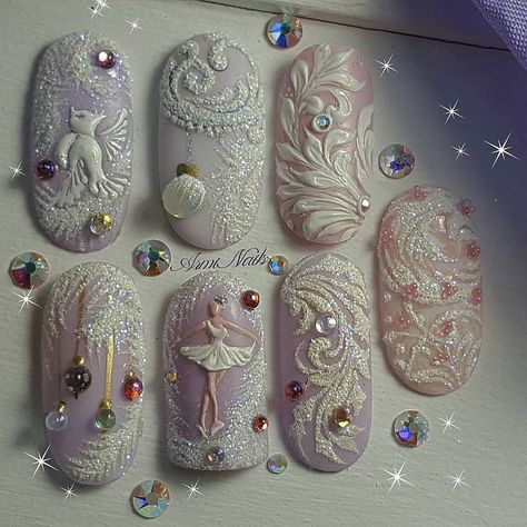 Photo Nail Art Wheel, Nail Art Noel, New Years Nail Designs, Ballet Nails, Cute Christmas Nails, Nail Art Designs Summer, Nail Swag, Winter Nail Designs, Toe Nail Designs