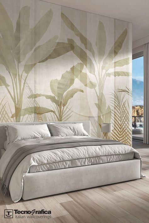 Artsy Bedroom Ideas, Artsy Bedroom, Wallpaper Interior, Jungle Wallpaper, Tropical Wallpaper, Tropical Theme, Inspirational Wallpapers, Wallpaper Calculator, Decorative Panels