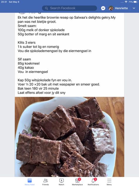 Easy Brownies Recipe, Afrikaans Recipes, Easy Brownies, Brownie Mix Recipes, Easy Tart Recipes, Finger Desserts, African Dessert, Brownies Recipe Homemade, Cheap Meal