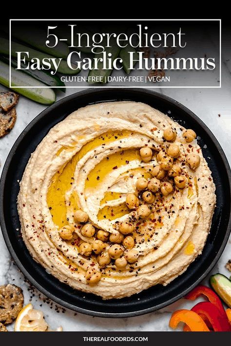 Real Food Dietitians, Real Food Snacks, Garlic Hummus, Recipes Family, Easy Hummus, Healthy Dips, Hummus Recipe, Recipes Breakfast, Meal Prepping