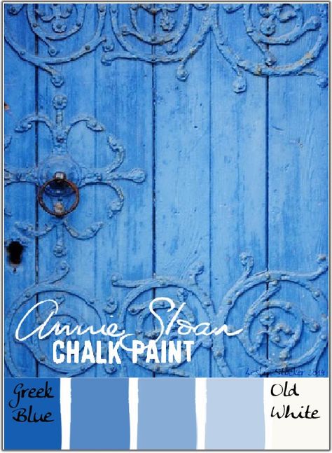 Greek Blue And White Decor, Greek Blue Paint Colors, Annie Sloan Greek Blue, Annie Sloan Colors, Blue Painted Furniture, Greek Blue, Chalk Paint Colors, Chalk Paint Projects, Annie Sloan Paints