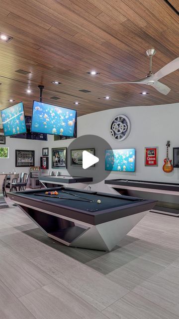 11 Ravens | Luxury Designs on Instagram: "Josh Altman and Ivan Sher tour the ultimate man cave in this $32 million estate, adorned with an impressive ensemble of 11 Ravens game tables.  The billiards, shuffleboard, air hockey, and poker table - all from our sleek Stealth Collection, and crafted in brushed aluminum - are exquisite additions to this game room.  Experience gaming in its most luxurious form with our handcrafted game tables. Learn more at the link in bio.  Explore our showroom at the @pacificdesigncenter in Los Angeles.  #billiards #shuffleboard #airhockey #poker #gametables #luxuryinteriors" Home Poker Game Room, Modern Poker Table, Black Poker Table, Poker Table Gametablesonline, 48" Poker Table, Ultimate Man Cave, Game Room Family, Air Hockey, Brushed Aluminum