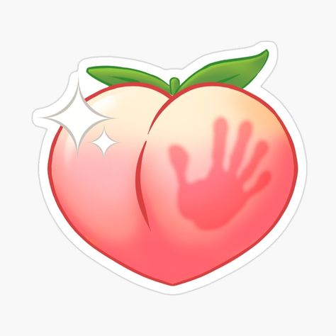 Handprint on Peach by ZhivanCrimson | Redbubble Peach Cartoon, Peach Emoji, Peach Sticker, Pink Heart Emoji, Peach Drawing, Easy Graffiti Drawings, Emoji Stickers Iphone, Weird Stickers, Cow Tattoo