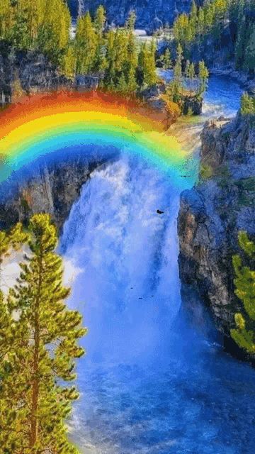 Rainbow Waterfall, Waterfall Scenery, Waterfall Pictures, Rainbow Photography, Beautiful Scenery Pictures, Image Nature, Scenery Pictures, Beautiful Places Nature, Beautiful Gif