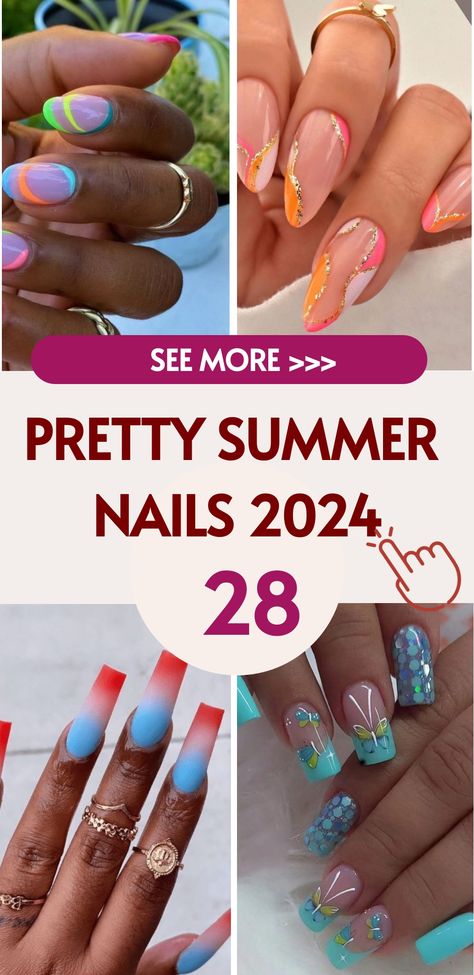 Prepare for the upcoming summer season in 2024 by exploring our elegant and fashionable nail designs! Immerse yourself in the modern era of nail art with our captivating summer manicure options for 2024. Our skilled nail technicians are continuously pioneering new styles, guaranteeing your nails will stand out amongst the crowd. Whether you prefer holographic details or avant-garde patterns, we have you covered. Powder Dip Ideas, Nail Powder Dip, Red White Blue Nails, Firework Nail Art, Dip Ideas, Firework Nails, Summer Nails 2024, Pink Summer Nails, Cute Summer Nail Designs