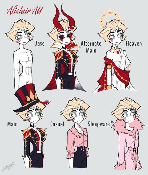 Alistair Au Hazbin Hotel, Hazbin Hotel Lucifer Redesign, Hazbin Hotel Hotel, Hazbin Hotel Outfit Ideas, Hazbin Lucifer, Hazbin Hotel Au, Michael And Lucifer, Lucifer Art, Lucifer Characters